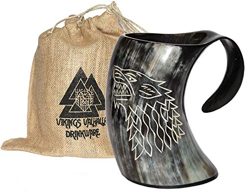 Game of Thrones Stark House Wolf Drinking Horn Stein