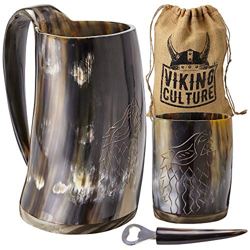 Viking Ox Horn Mug and Shot Glass Set
