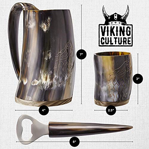 Viking Ox Horn Mug and Shot Glass Set