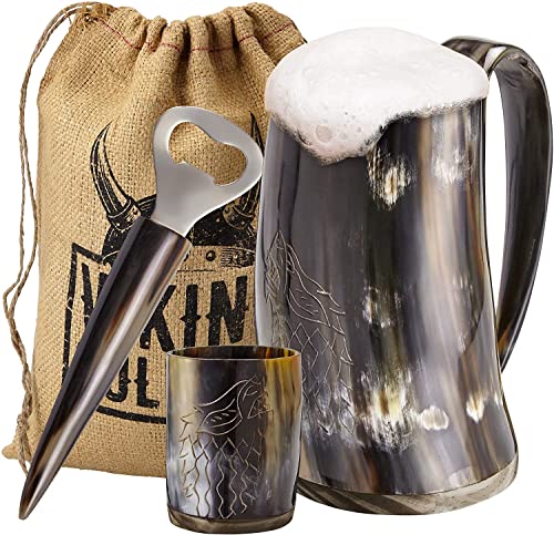 Viking Ox Horn Mug and Shot Glass Set