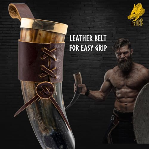 Viking Drinking Horn Stein with Stand and Opener