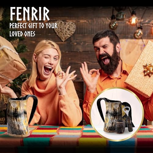 Handmade Viking Drinking Horn Beer Stein 16-oz