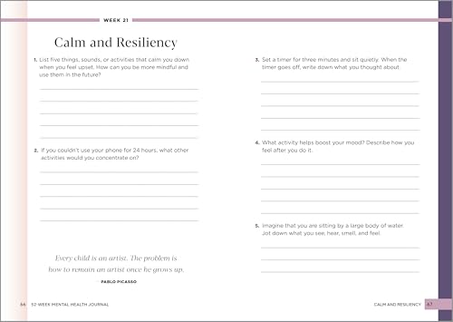 52-Week Guided Mental Health Journal for Self-Reflection