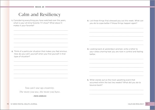 52-Week Guided Mental Health Journal for Self-Reflection