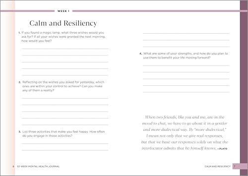 52-Week Guided Mental Health Journal for Self-Reflection