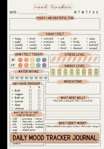 Mood Tracker Journal for Stress and Anxiety Relief
