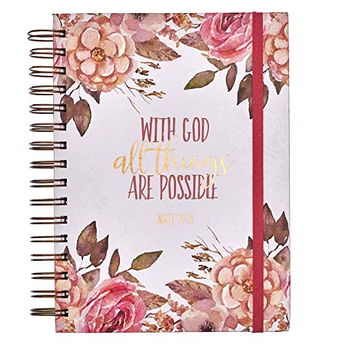 Inspirational Pink Floral Journal with Bible Verse