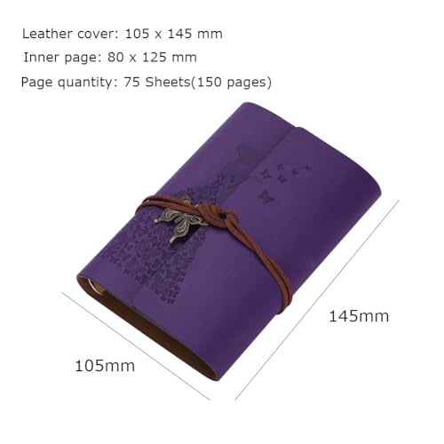 Vintage Butterfly Leather Journal - Refillable Sketchbook