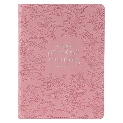 Floral Vegan Leather Journal with Proverbs 3:15