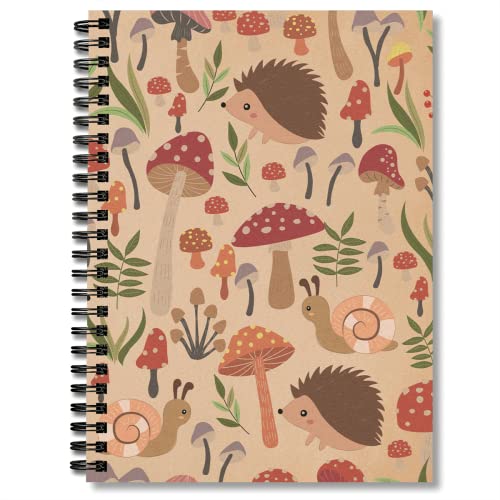 Inspirational Hedgehog Mushroom Spiral Notebook Journal