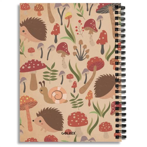 Inspirational Hedgehog Mushroom Spiral Notebook Journal