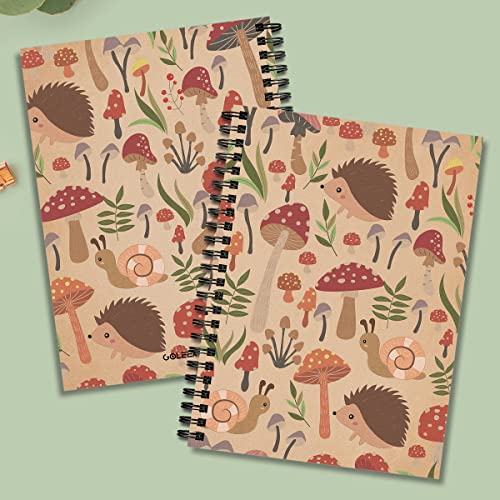 Inspirational Hedgehog Mushroom Spiral Notebook Journal