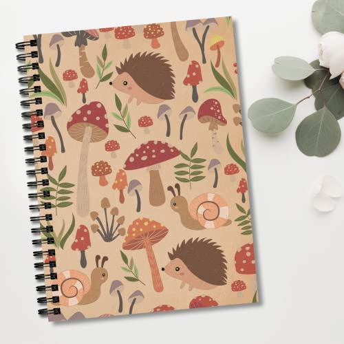 Inspirational Hedgehog Mushroom Spiral Notebook Journal