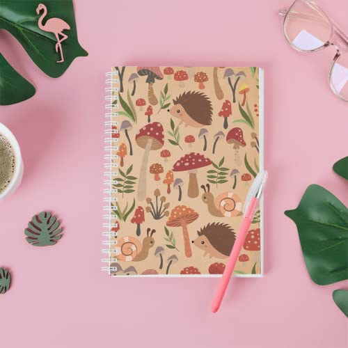 Inspirational Hedgehog Mushroom Spiral Notebook Journal