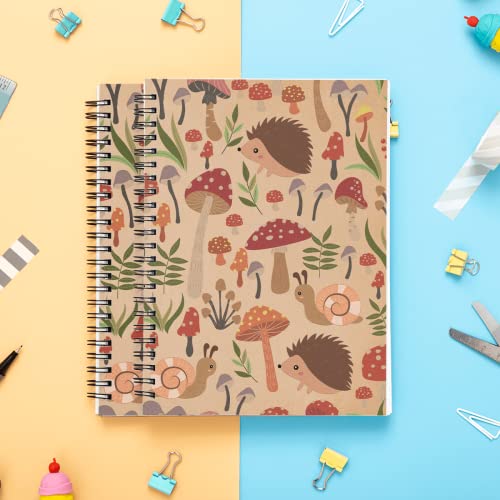 Inspirational Hedgehog Mushroom Spiral Notebook Journal