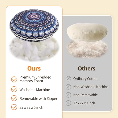 Navy Blue Memory Foam Meditation Floor Cushion