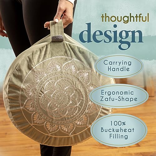 Florensi Velvet Meditation Cushion - Comfortable Floor Pillow