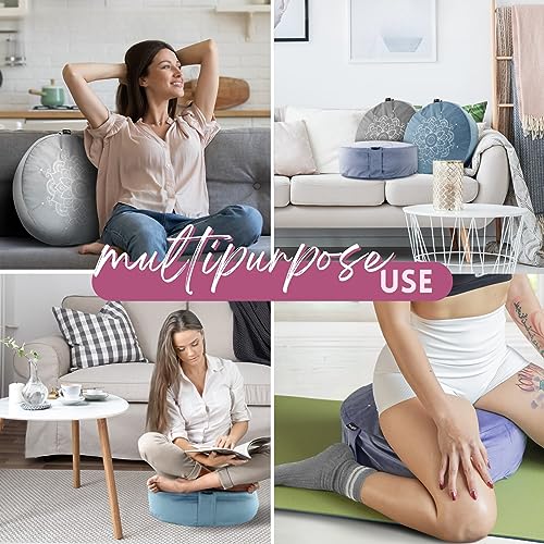 Sky Gray Mandala Pattern Meditation Cushion Pillow