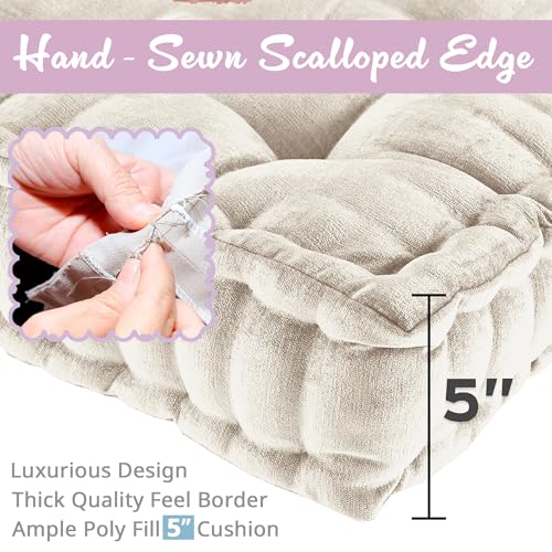 Ivory Azza Poly Chenille Floor Pillow Cushion