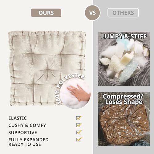 Ivory Azza Poly Chenille Floor Pillow Cushion