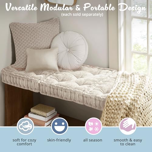 Ivory Azza Poly Chenille Floor Pillow Cushion