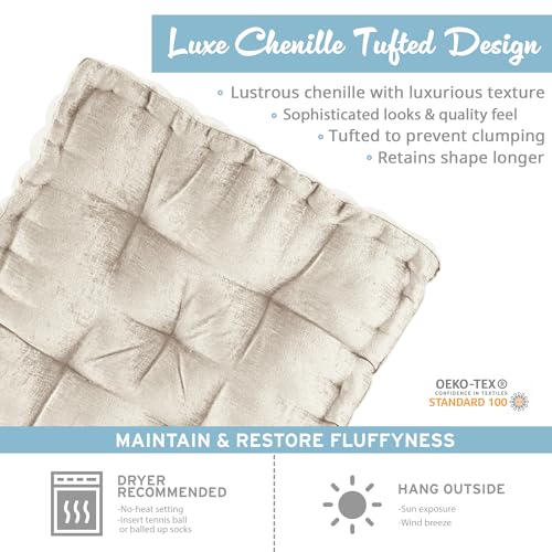 Ivory Azza Poly Chenille Floor Pillow Cushion