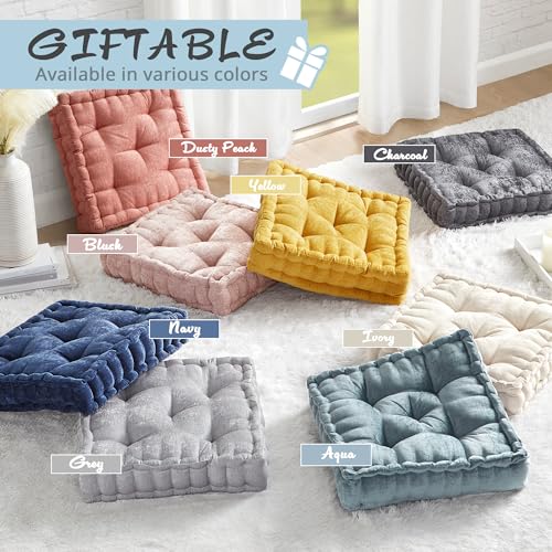 Ivory Azza Poly Chenille Floor Pillow Cushion