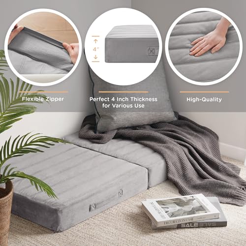 Large Memory Foam Meditation Floor Cushions - Grey