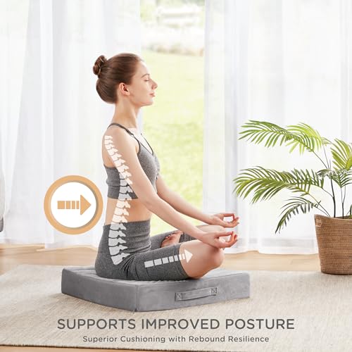 Large Memory Foam Meditation Floor Cushions - Grey