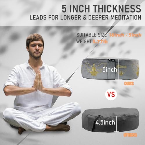 MEREZA Velvet Meditation Cushion with Buckwheat Filling