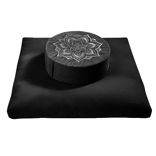 Hunnidspace Black Meditation Cushion and Zabuton Set