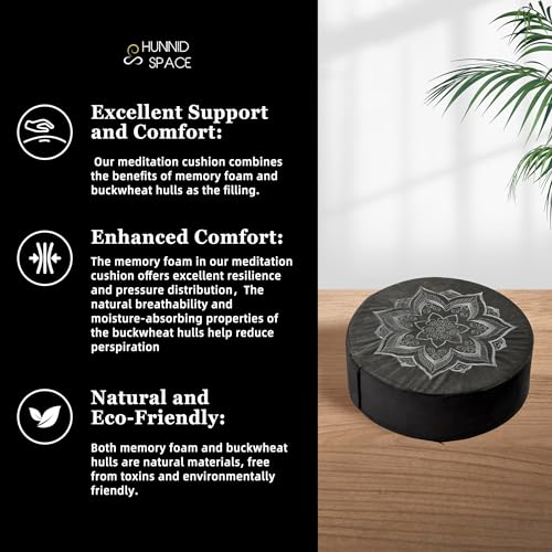 Hunnidspace Black Meditation Cushion and Zabuton Set