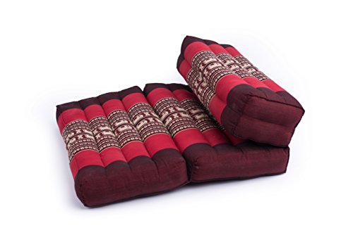 Red Kapok Meditation Cushion with Elephants