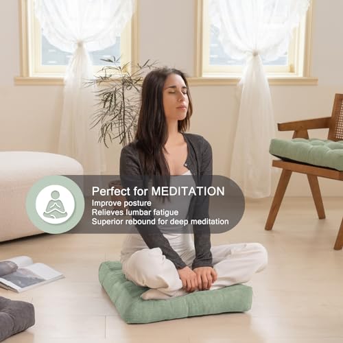 Sage Green Meditation Floor Cushion for Adults