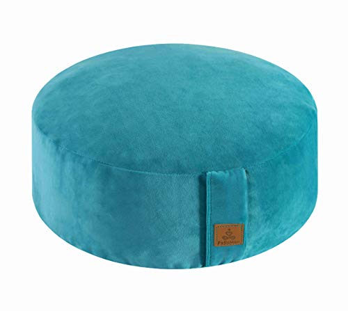 FelizMax Velvet Meditation Pillow - Cyan Blue 16