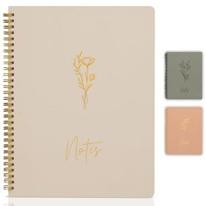 Cute Beige Spiral Notebook Journal for Women