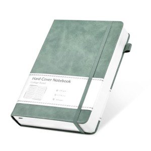 CAGIE Lined Journal Notebook for Women Men 320 Pages 100 Gsm Paper Thick Journaling Notebooks A5 Leather Journals for Writing Hardcover Journal Supplies for Work Note Taking Diary, 5.7x8.3 In, Green