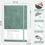 CAGIE Lined Journal Notebook for Women Men 320 Pages 100 Gsm Paper Thick Journaling Notebooks A5 Leather Journals for Writing Hardcover Journal Supplies for Work Note Taking Diary, 5.7x8.3 In, Green