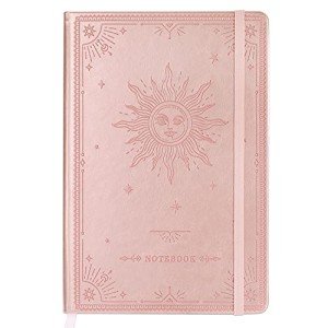 Sun-Themed Faux Leather Journal with Page Dividers