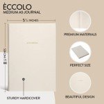 WORLD TRAVELER Eccolo Medium Lined Journal Notebook, Hardbound Cover, A5 Writing Journal, 256 Ruled Ivory Pages, Ribbon Bookmark, Lay Flat, Notebook for Work or School (White, 5.75-x-8.25 inches)