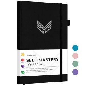 JXSELECT Self-Mastery Journal for Men and Women - Gratitude Journal - Self Care Journal for Happiness, Mindfulness, Positivity & Reflection - The Kaizen Journal with Pen Holder and Back Pocket