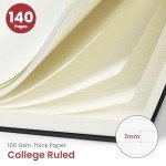 Lined Spiral Journal Notebook for Women & Men, 140 Pages, College Ruled Hardcover Notebook for Work & Note Taking, Journals for Writing, A5 - Black