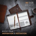 Prazoli Leather Christian Bible Prayer Journal For Men - Study Scripture Notebook & Planner Daily Devotional Undated | Religious Jesus Faith Gifts for Graduation, Pastor Baptism & Church, Cross