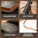 CAGIE Lined Journal for Men Soft Cover Notebook Leather Journals for Writing, 180 Lay Flat Vintage Mens Journal Personal Diary, 5.7'' X 8.3'', Black