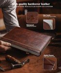 Lined Leather Journal Notebook for Men Women, Hardcover Journals with 256 Numbered Pages, A5 Journaling Notebooks for Writing, 100GSM Thick Ruled Paper for Business Work School 5.75"×8.38", Brown