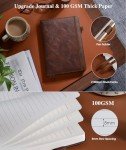 Lined Leather Journal Notebook for Men Women, Hardcover Journals with 256 Numbered Pages, A5 Journaling Notebooks for Writing, 100GSM Thick Ruled Paper for Business Work School 5.75"×8.38", Brown