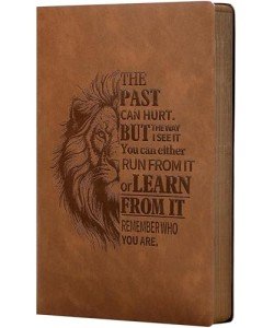 MINICAGIE Leather Journal for Men Soft Cover 256 Pages Lined Journals for Writing A5 Lion Journaling Notebooks Vintage Inspirational Diary, 5.7" x 8.3", Brown