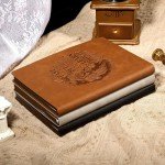 MINICAGIE Leather Journal for Men Soft Cover 256 Pages Lined Journals for Writing A5 Lion Journaling Notebooks Vintage Inspirational Diary, 5.7" x 8.3", Brown