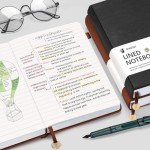 Winkooy Lined Journal Notebook, 366 Pages, Leather Hardcover Journals for Writing Thick A5 College Ruled Classic Notebook with Pen Loop, 100Gsm Daily Journal for Women Men Travel Business Work Office