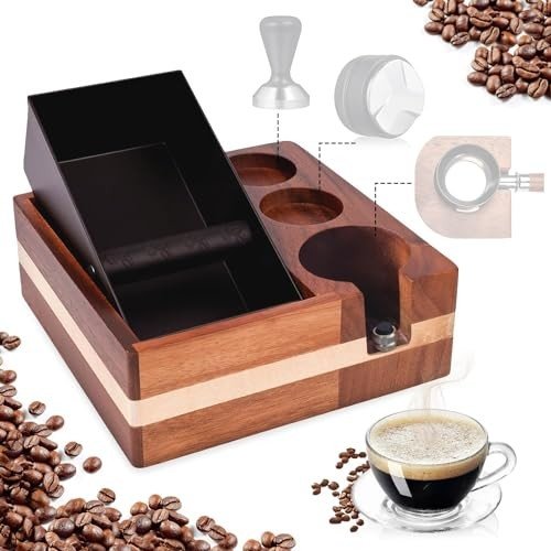 58.5mm Wooden Tamper Box with Removable Metal Basket